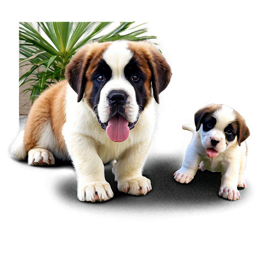 St Bernard With Puppies Png Rkq53