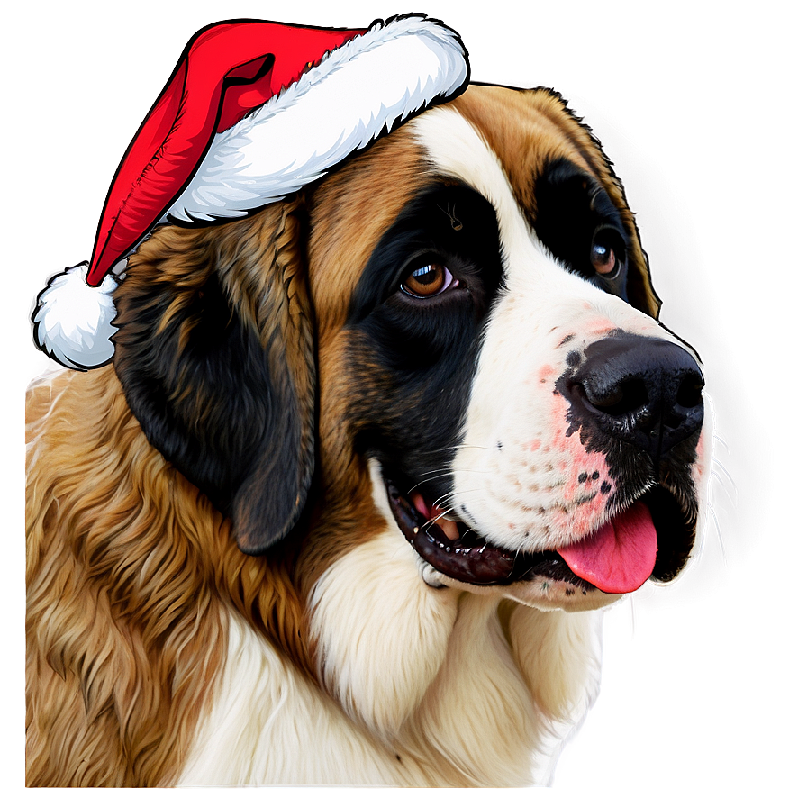 St Bernard With Santa Hat Png Bmh90