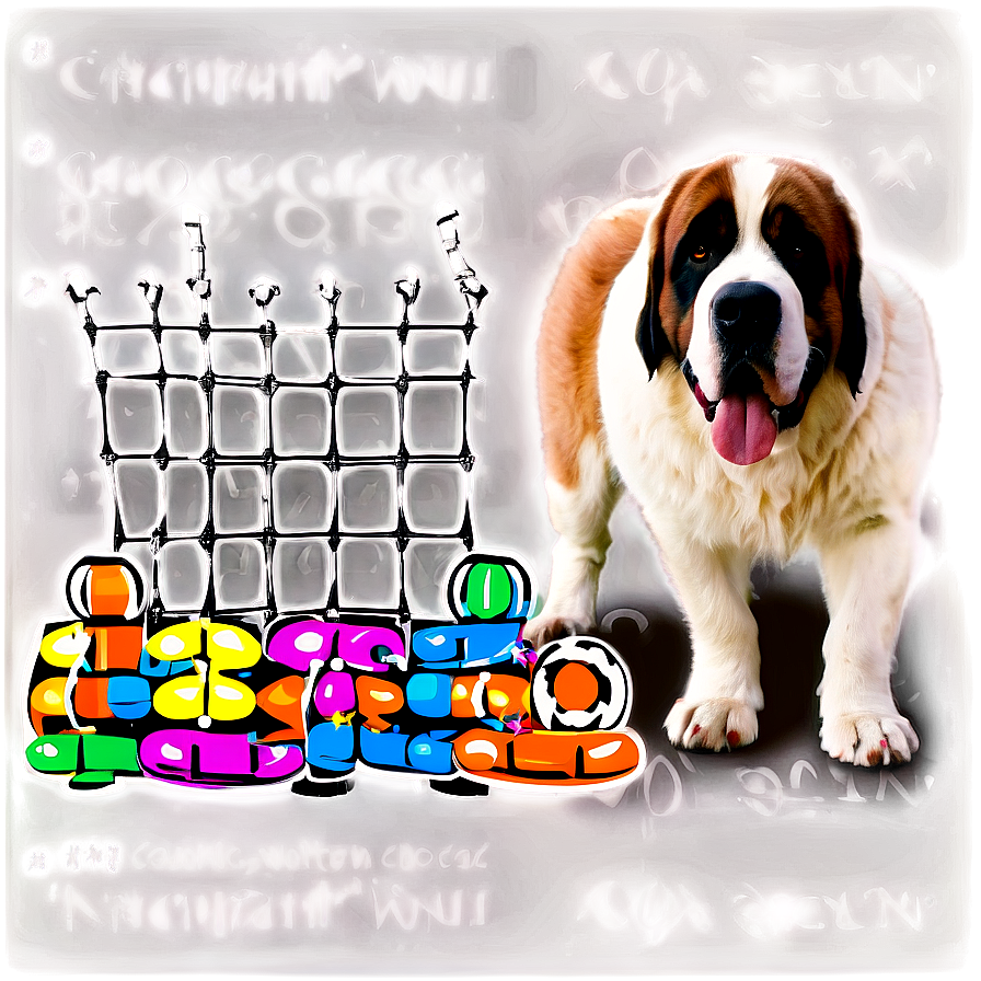 St Bernard With Toys Png 06292024