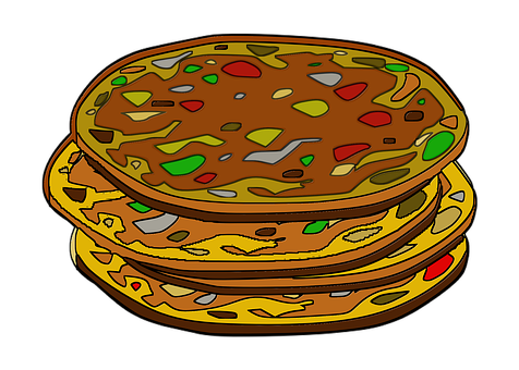 Stacked Cartoon Pizzas Illustration