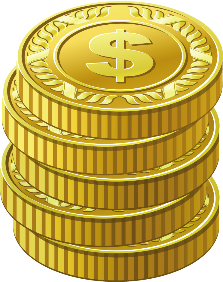 Stacked Golden Dollar Coins Vector