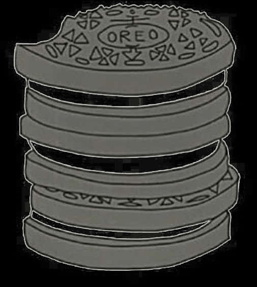 Stacked Oreo Cookies Monochrome