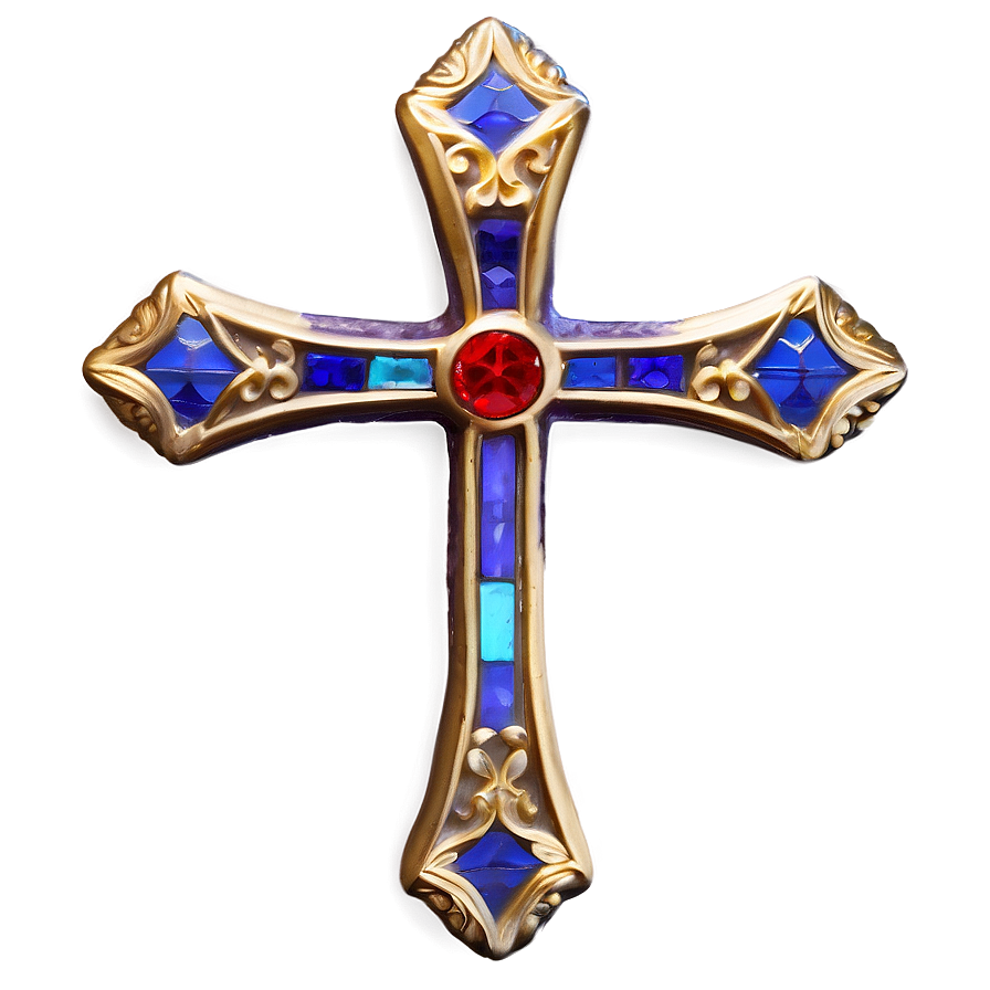 Stained Glass Cross Png 06292024