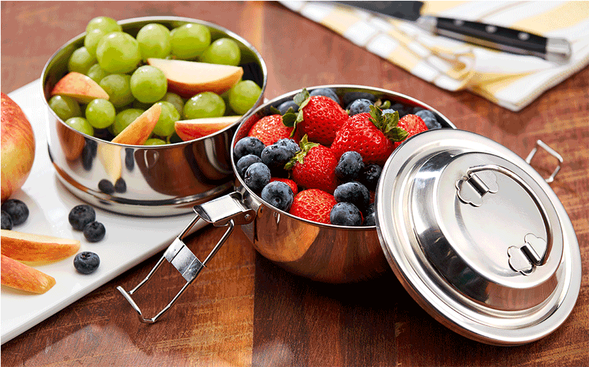 Stainless Steel Tiffin Boxwith Fruits