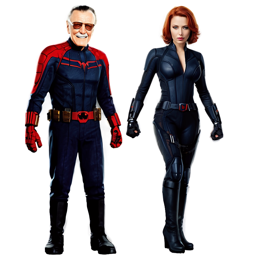 Stan Lee And Black Widow Png 06242024