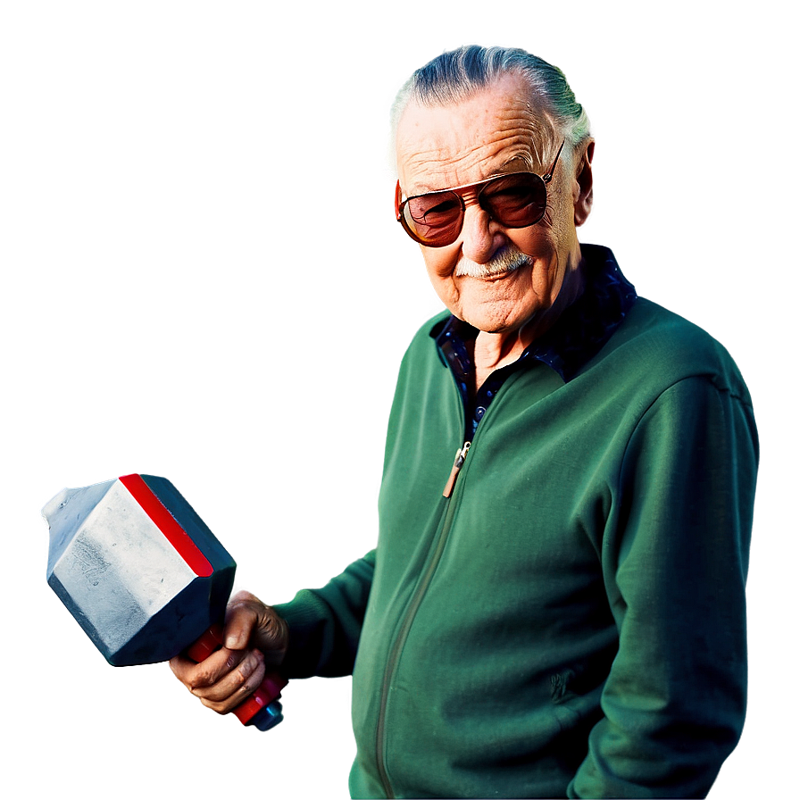 Stan Lee With Thor Hammer Png Ftg