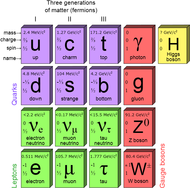 Standard Model Particles Chart