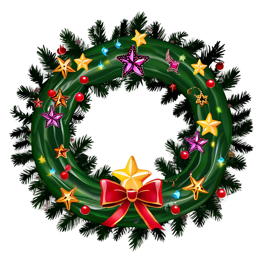 Star Decorated Wreath Png Qjt55