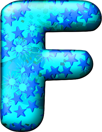 Star Patterned Blue Letter F