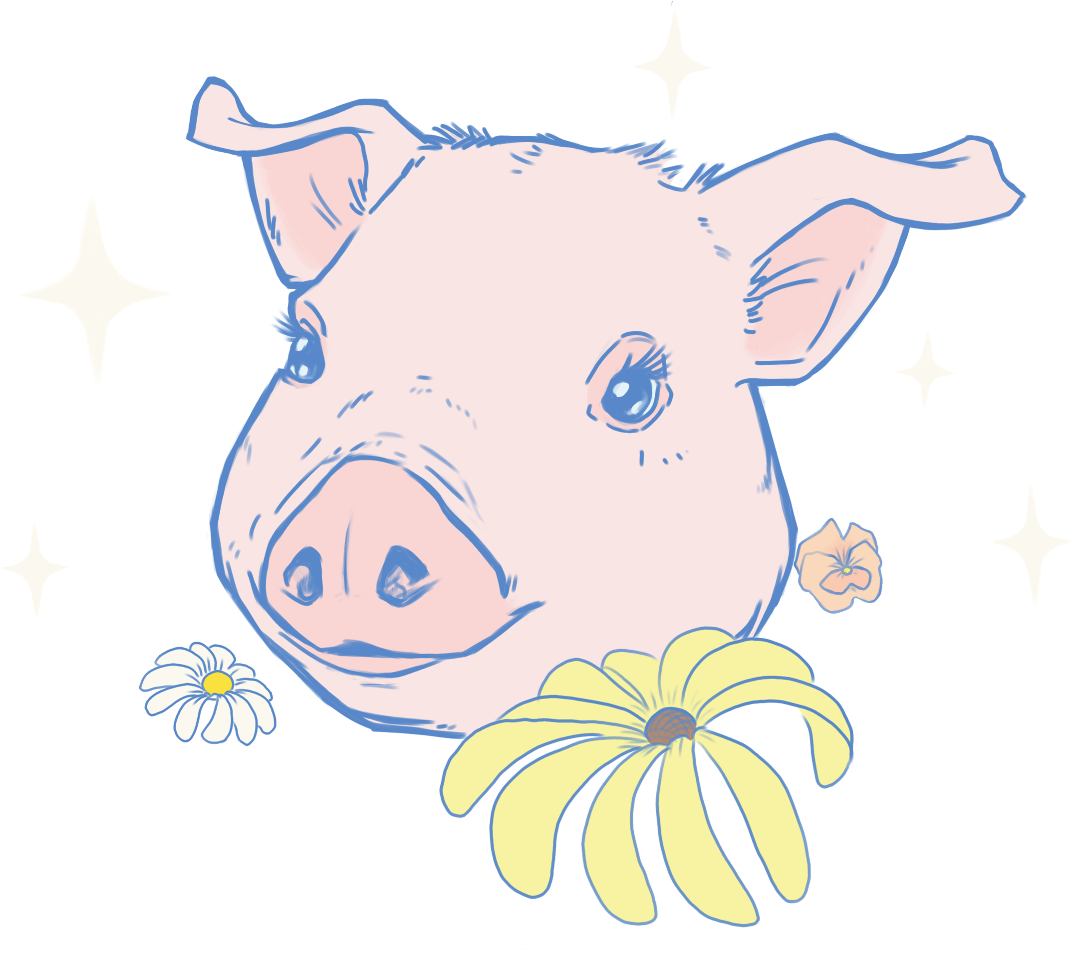 Starry Night Pig Illustration