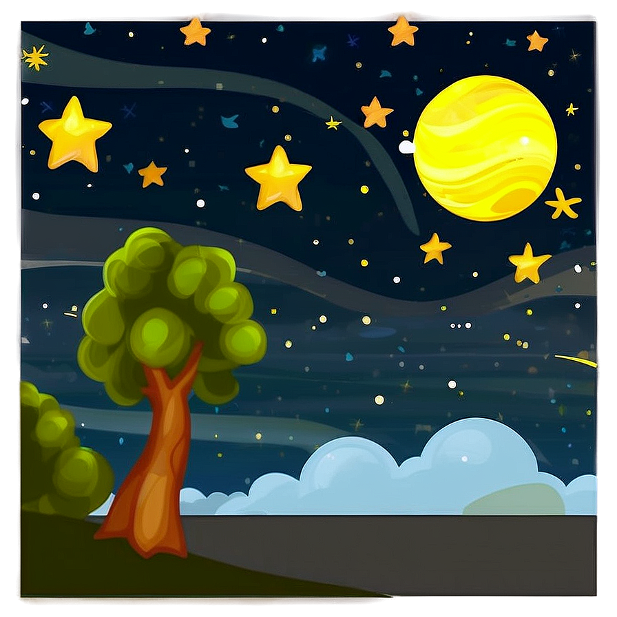 Starry Night Sky Landscape Png Lib7