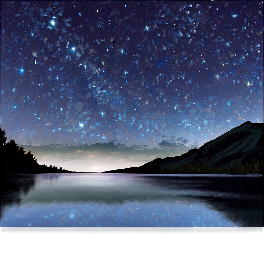 Starry Sky Over Lake Png Pts82