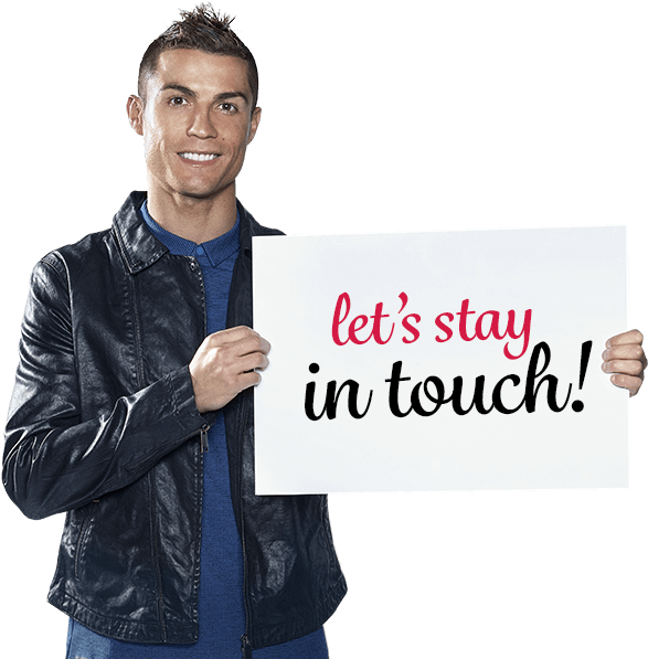 Stay In Touch Ronaldo Holding Sign