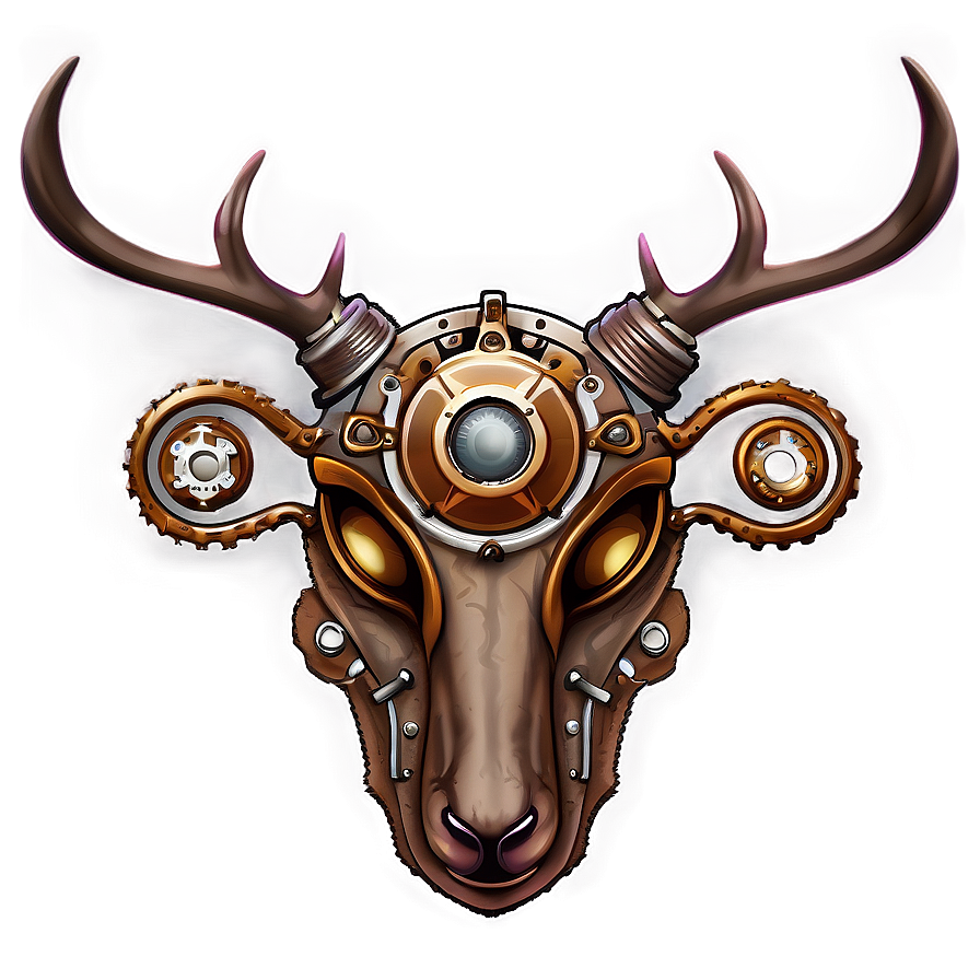 Steampunk Deer Head Design Png 06212024