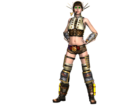 Steampunk Female Character3 D Model