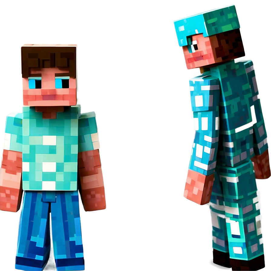 Steve And Villager Minecraft Png 05242024