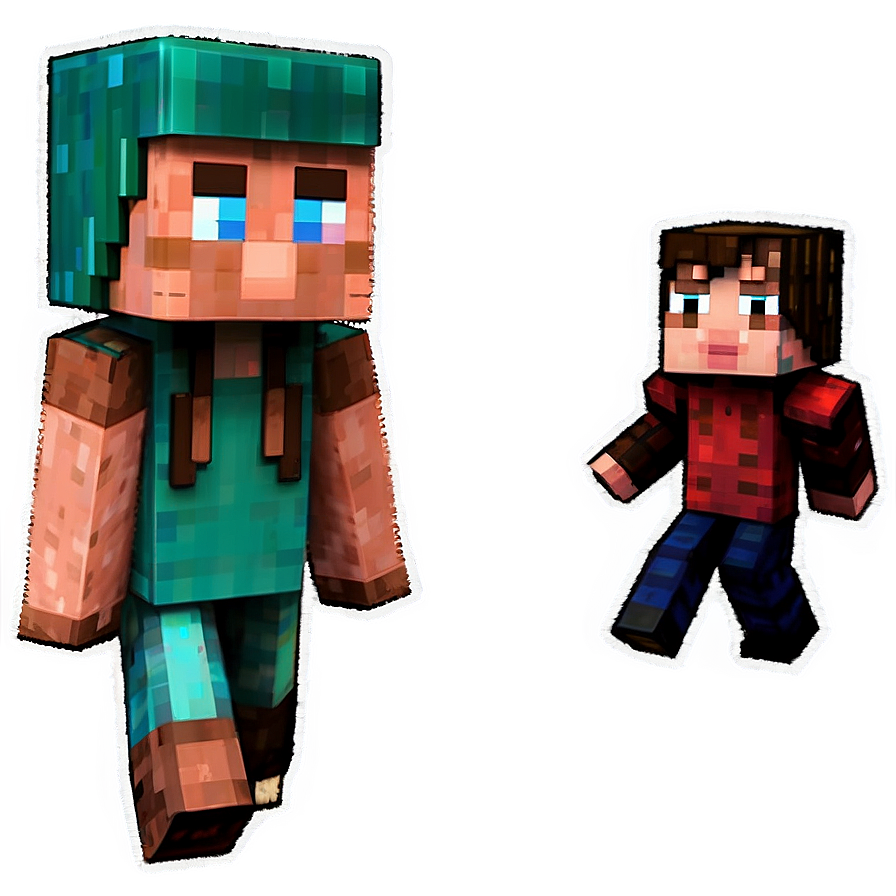 Steve And Villager Minecraft Png 05242024