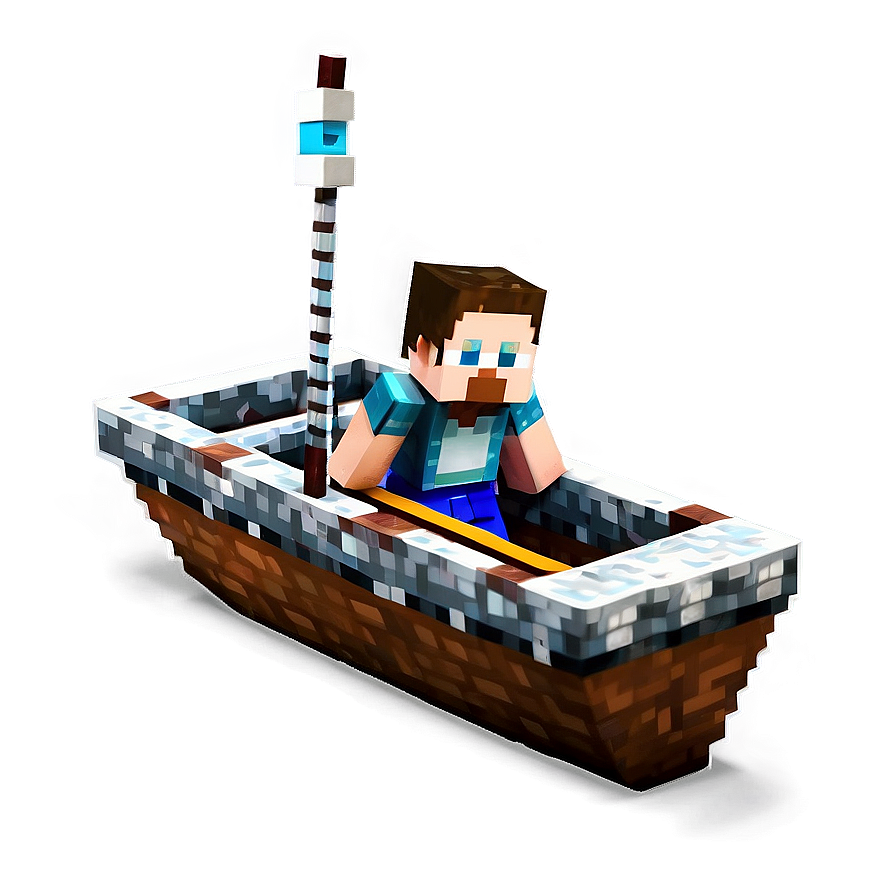 Steve In Boat Minecraft Png 05242024