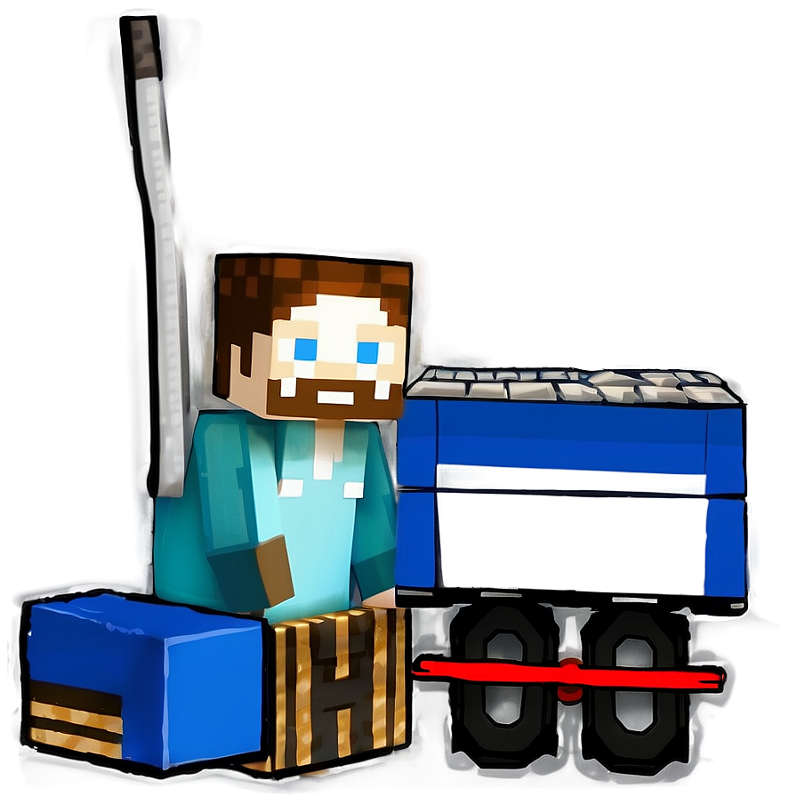 Steve In Minecart Png 05242024