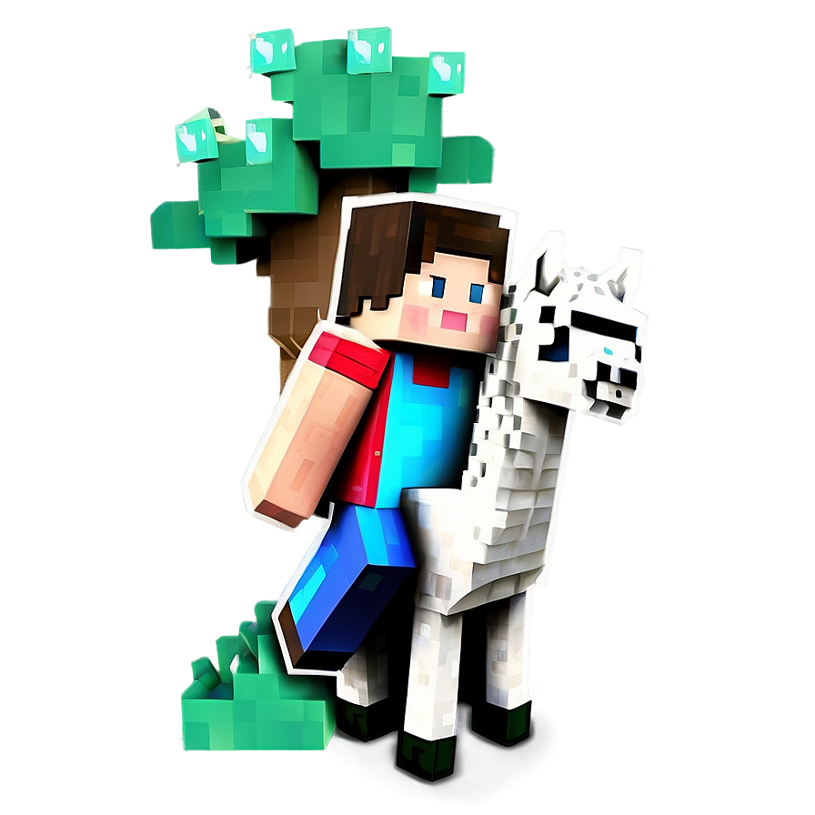 Steve With Llama Minecraft Png Qom15