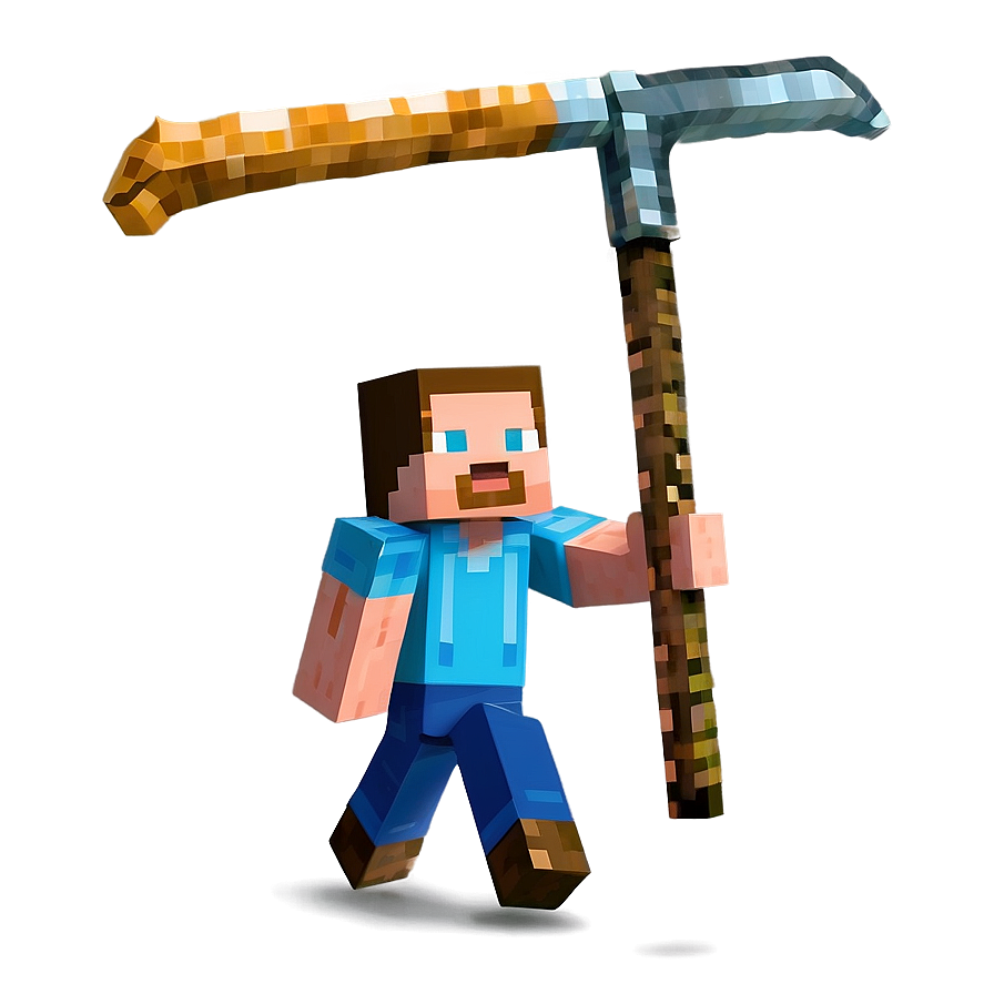 Steve With Pickaxe Minecraft Png 05232024