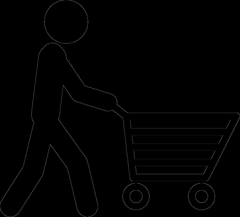 Stick Figure Pushing Shopping Cart