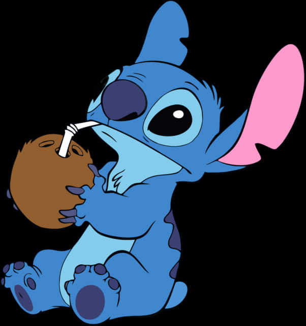 Stitch Drinking Coconut