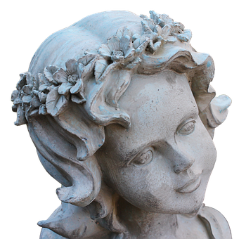 Stone Angel Statue Head