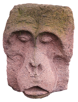 Stone Carved Monkey Face Sculpture