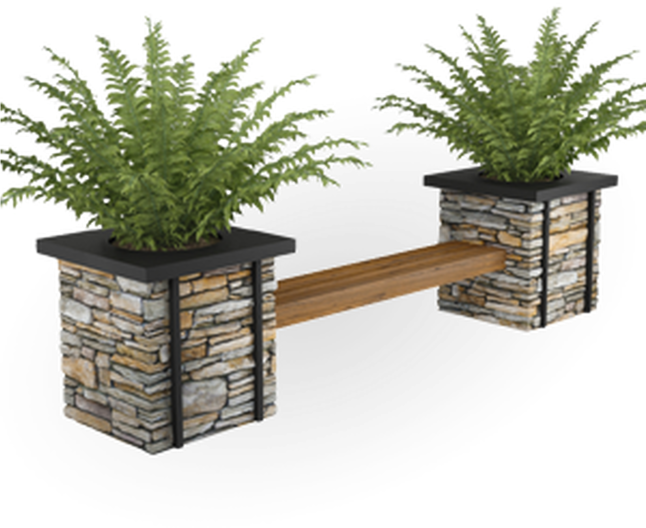 Stone Planter Benchwith Ferns