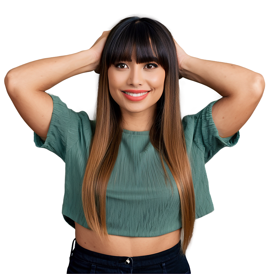 Straight Hair With Bangs Png 05252024