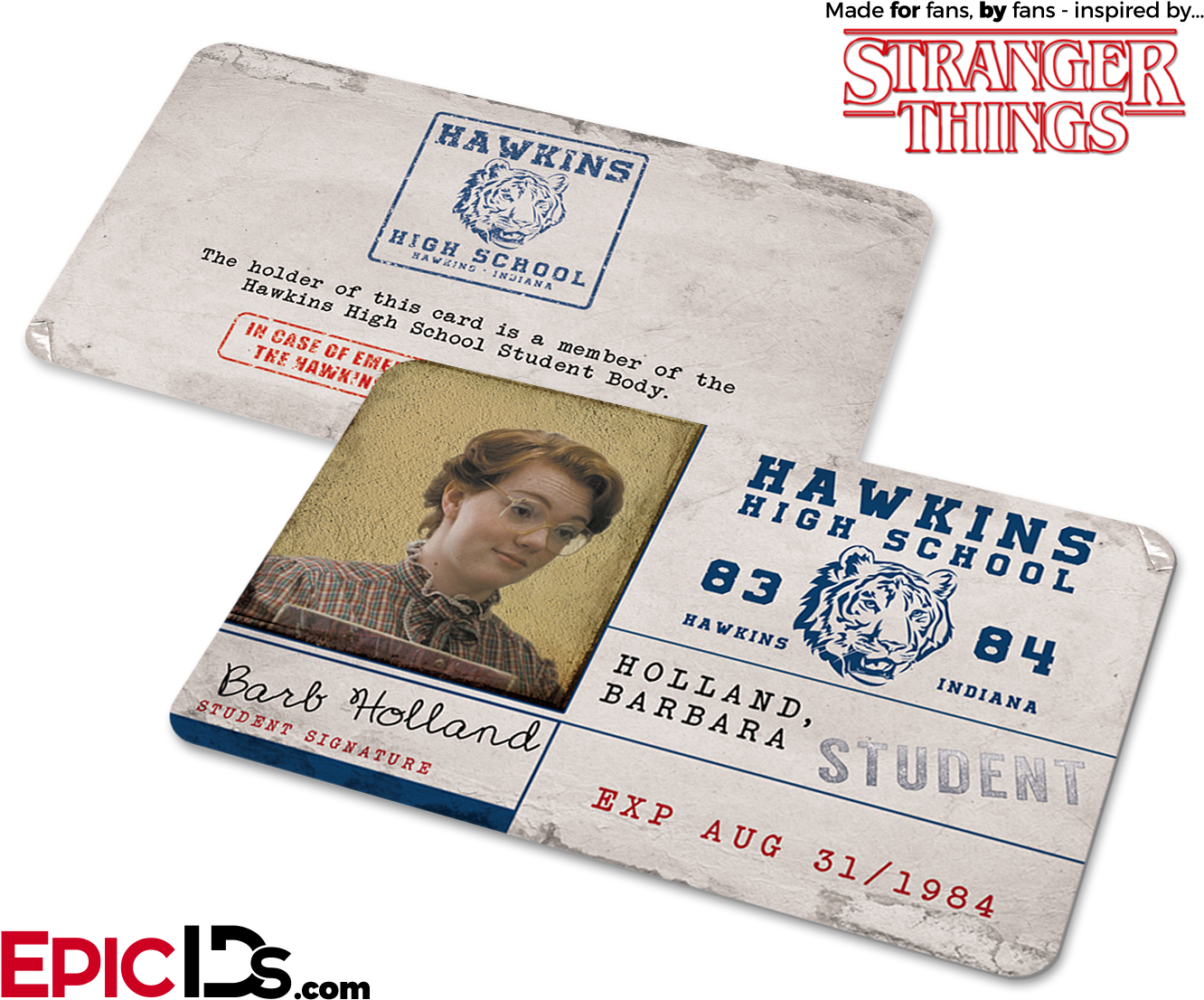 Stranger Things Inspired Hawkins High School I D Card