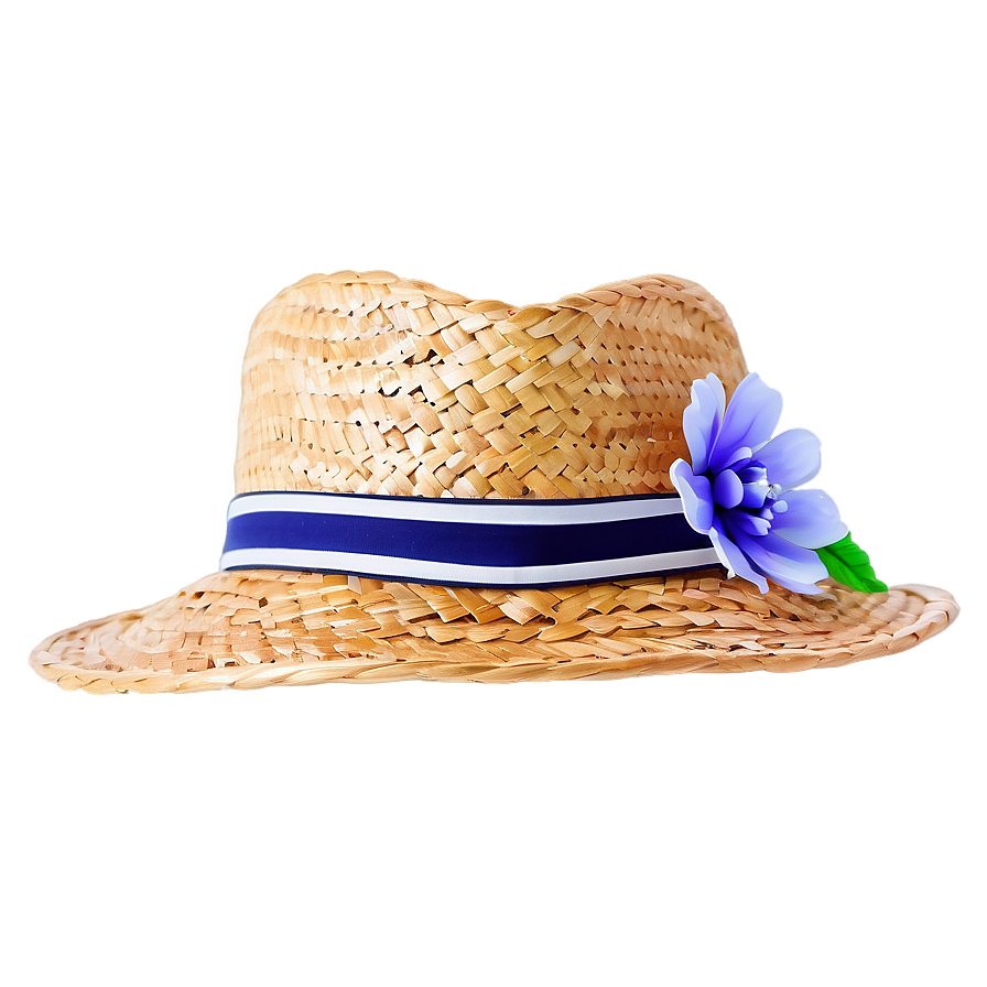 Straw Hat With Flowers Png Dhs77