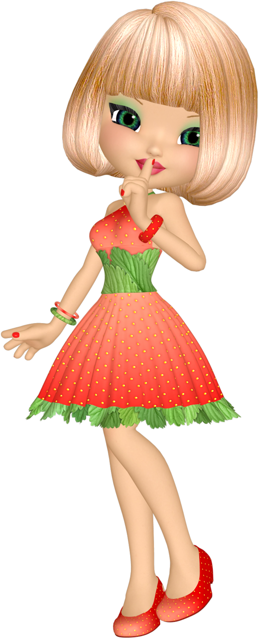 Strawberry Dress Cartoon Girl