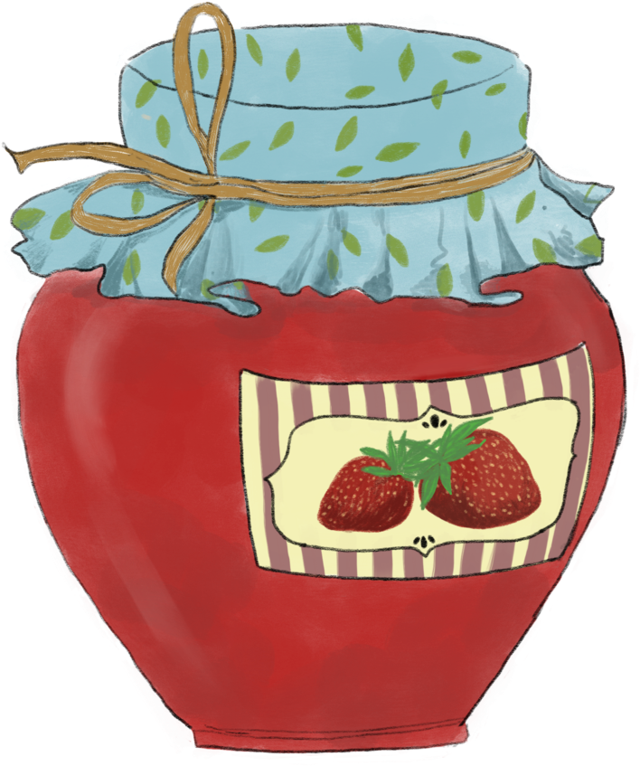 Strawberry Jam Jar Illustration