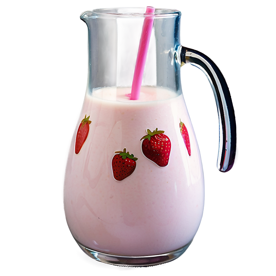 Strawberry Milk In Glass Pitcher Png Jhn