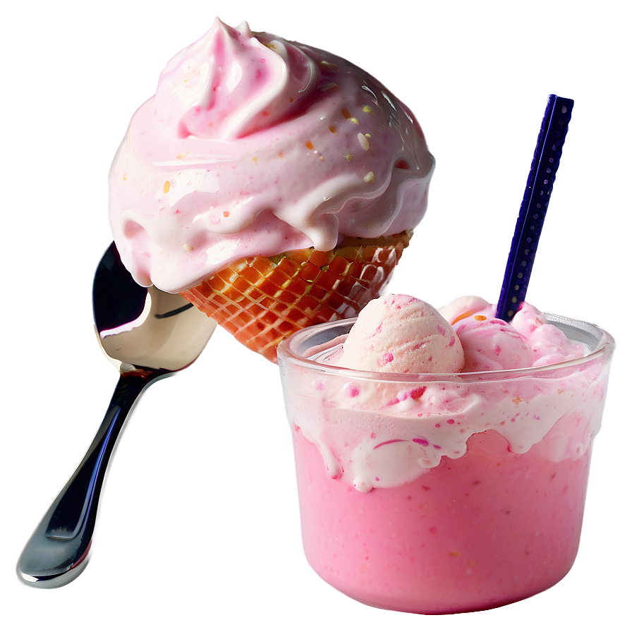 Strawberry Milk With Ice Cream Png 72