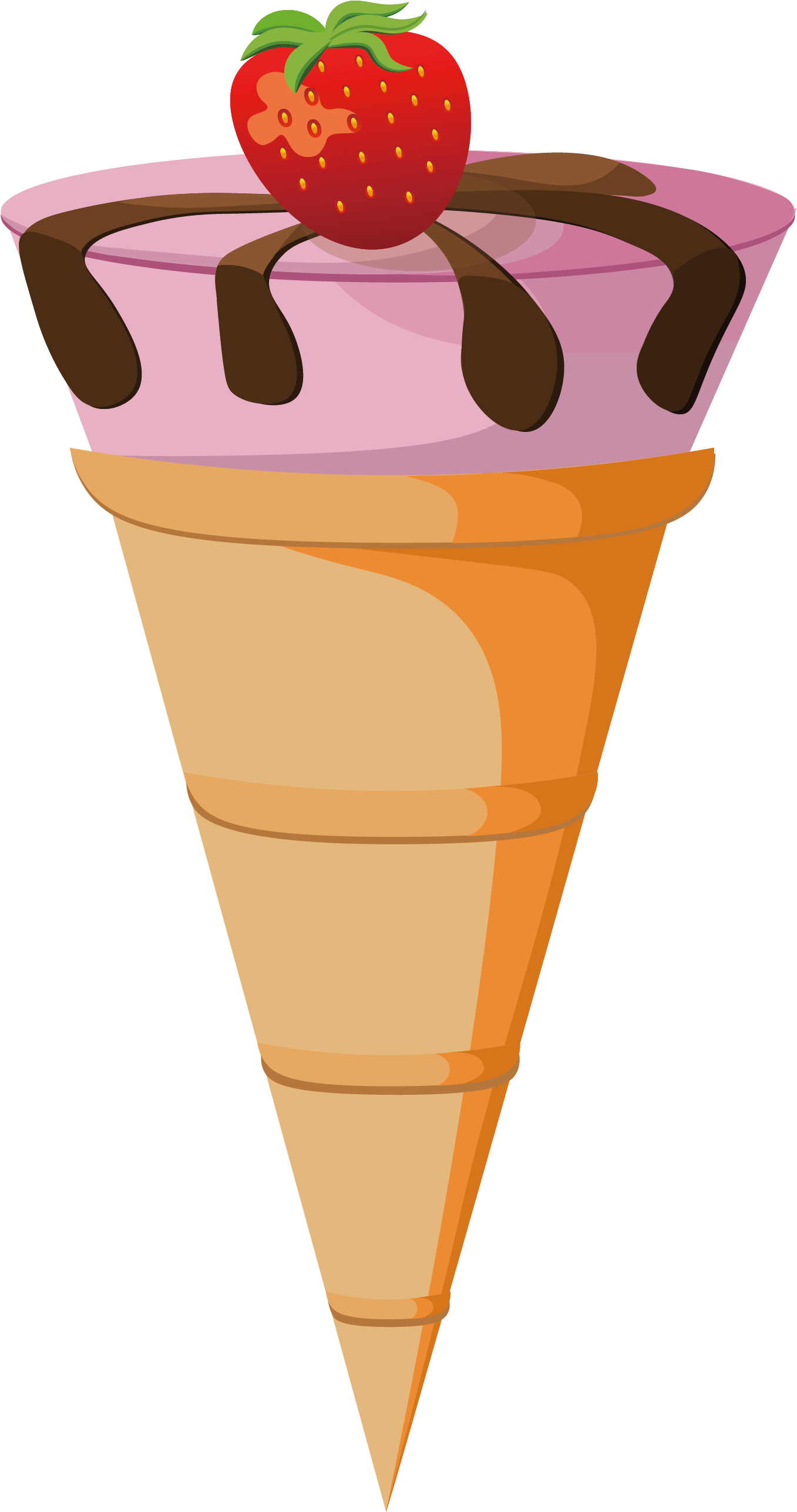 Strawberry Topped Ice Cream Cone Illustration