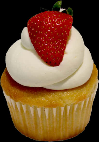 Strawberry Topped Vanilla Cupcake