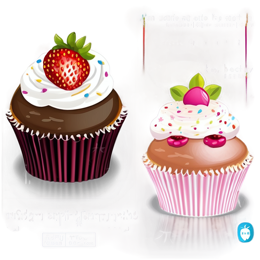 Strawberry With Cupcake Cute Png Qyx55