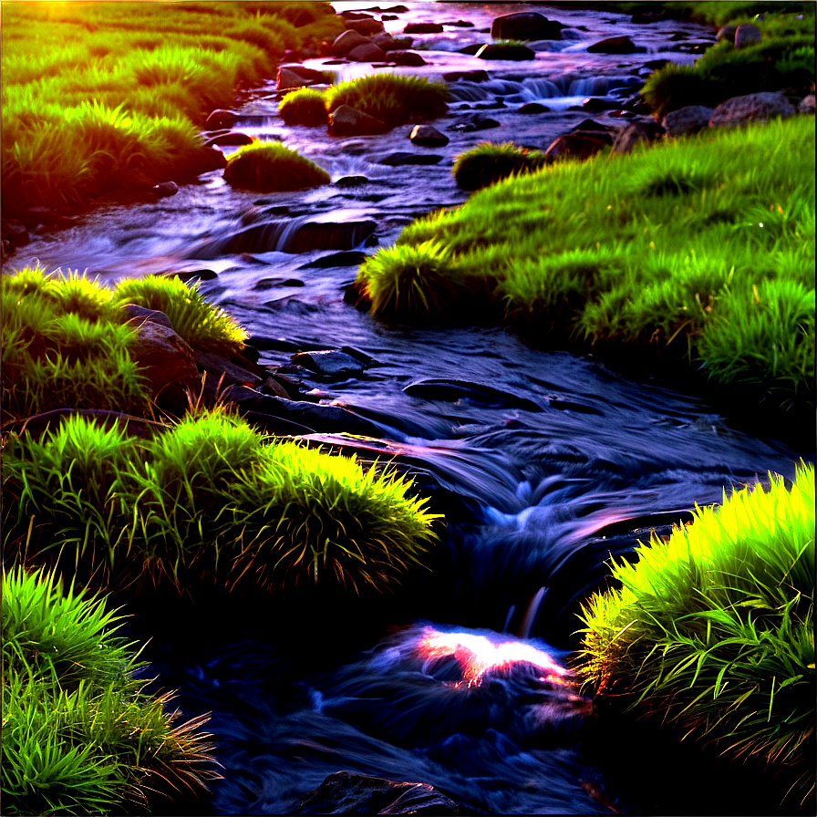 Stream At Sunset Png 17