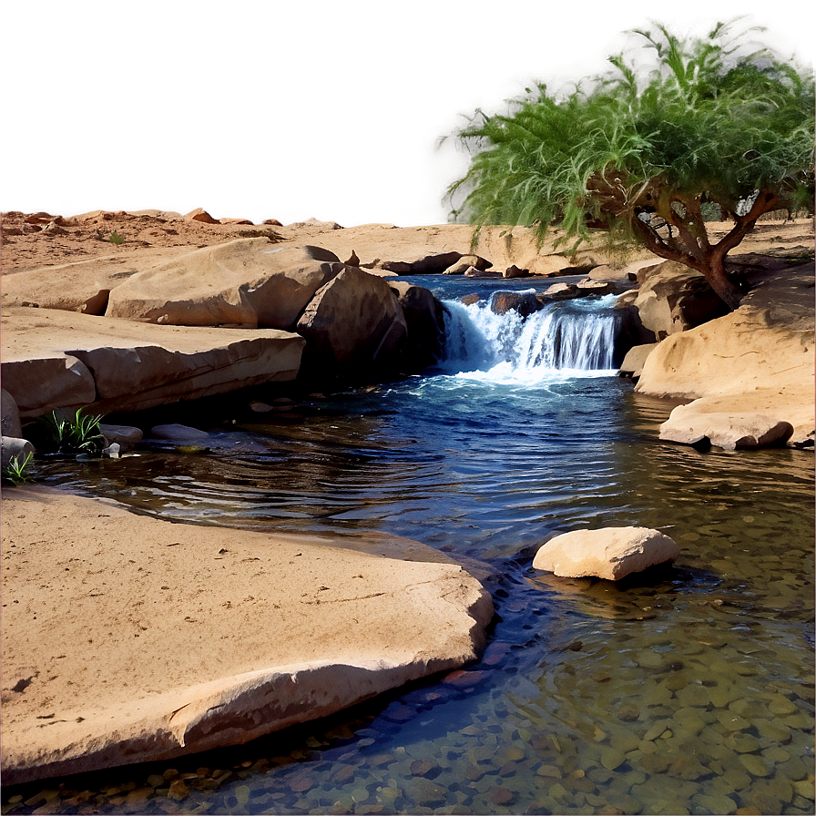 Stream Through Desert Oasis Png Gll48