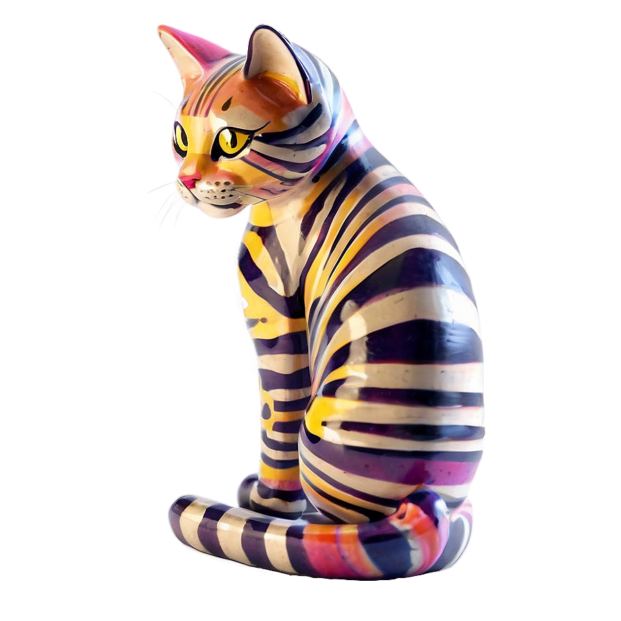 Striped Cat Figure Png C