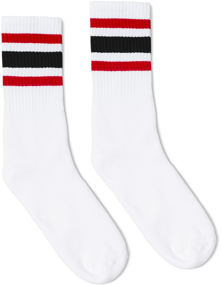 Striped Crew Socks White Background