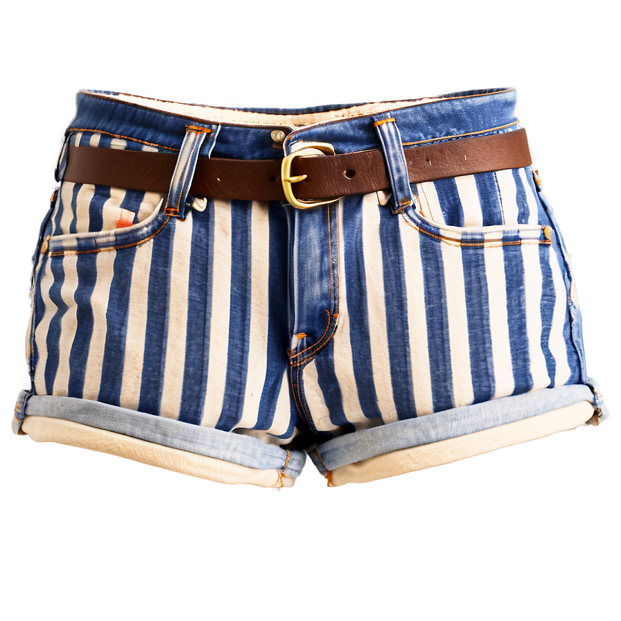 Striped Denim Jorts Png 74