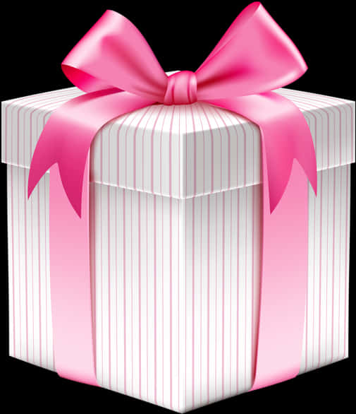 Striped Gift Boxwith Pink Ribbon