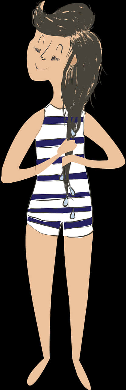 Striped Swimsuit Cartoon Character