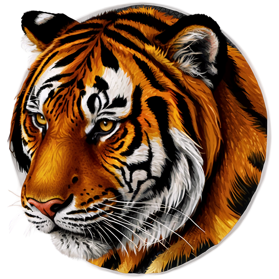 Striped Tiger Head Illustration Png Cuf39