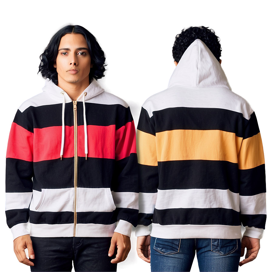 Striped Zip Up Hoodie Png Kkw