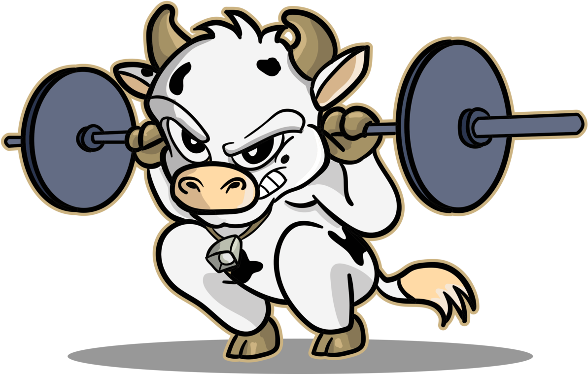 Strong Cow Weightlifting Cartoon